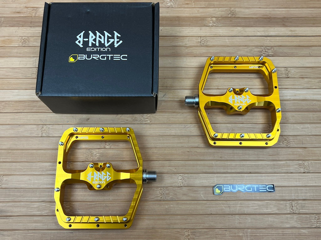 brage pedals Burgtec MK5 Penthouse B-Rage Flat Pedals / Pedale gold