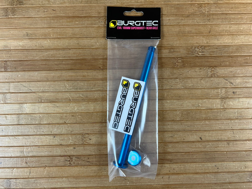 Burgtec Evil 180mm SuperBoost+ Rear Axle / Achse blau – RTF Bikeparts