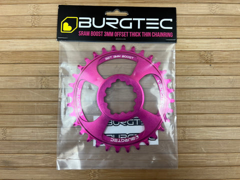 Burgtec SRAM GXP / DUB Boost Kettenblatt 3mm Offset pink 32T