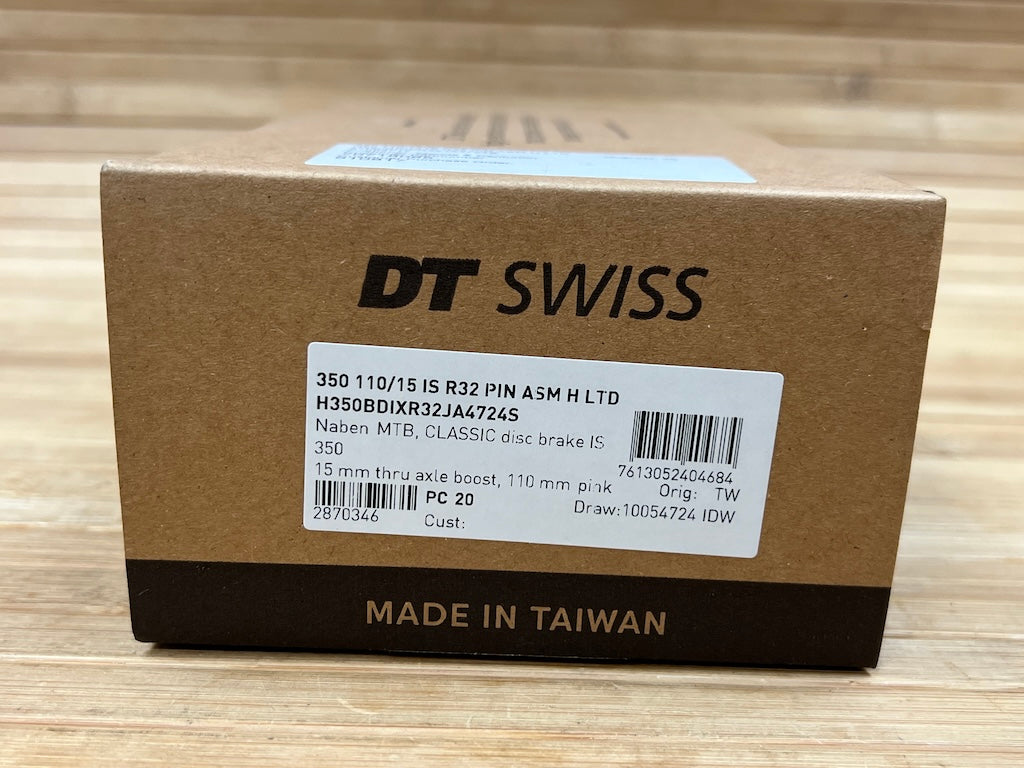 Moyeux DT Swiss 350 VTT – 110 Mm/15 Mm TA Boost, 28 Trous, CL, Traction Droite
