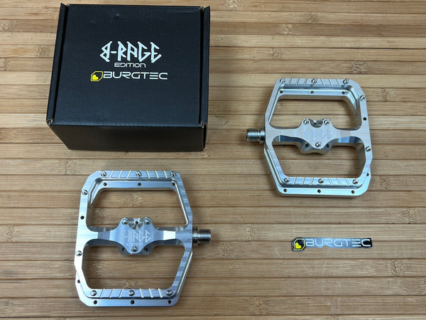 Burgtec MK5 Penthouse B-Rage Flat Pedals / Pedale silber – RTF
