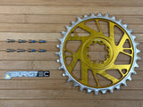 Burgtec Thick Thin Kettenblatt für SRAM 8-Loch 34T gold