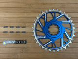 Burgtec Thick Thin Kettenblatt für SRAM 8-Loch 34T blau