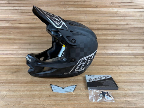 Troy Lee Designs D4 Carbon Fullface Helm Stealth Black / Silver Gr. L