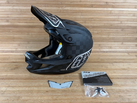 Troy Lee Designs D4 Carbon Fullface Helm Stealth Black / Silver Gr. XL