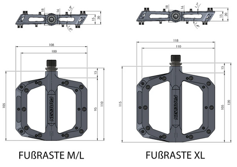 Fraezen Fußraste Plattform Pedale silber M/L – RTF Bikeparts